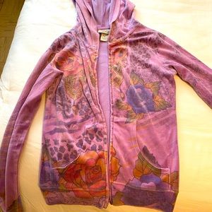 Print zip up Purple Jacket